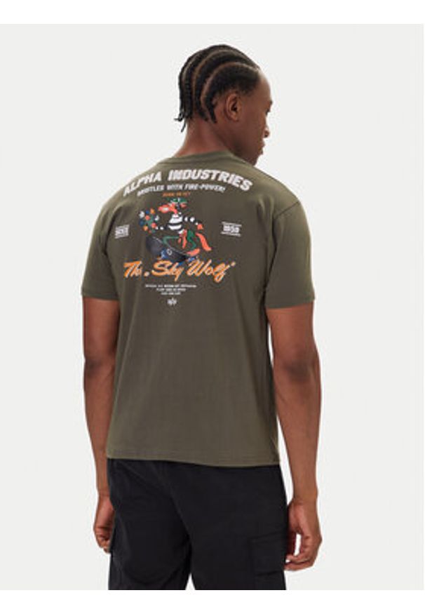Alpha Industries T-Shirt Sky Wolf 258510 Zielony Regular Fit. Kolor: zielony. Materiał: bawełna