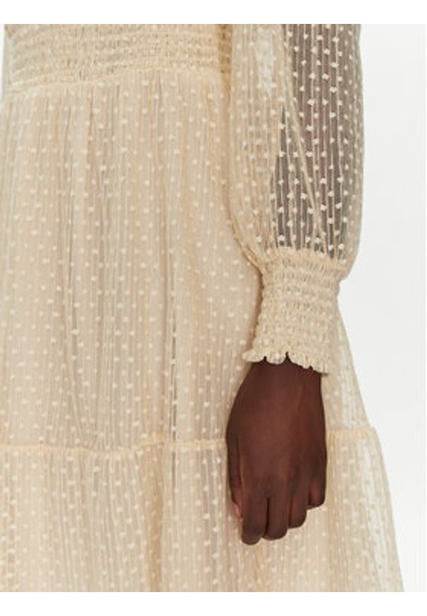 YAS Sukienka koktajlowa Sophia 26032212 Beżowy Regular Fit. Kolor: beżowy. Materiał: syntetyk. Styl: wizytowy