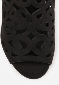 Born2be - Czarne Ażurowe Sandały Botki Vices na Szpilce Nativria. Kolor: czarny. Wzór: ażurowy. Obcas: na szpilce. Styl: elegancki #3