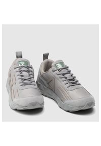 EA7 Emporio Armani - EA7 Szare sneakersy męskie z dużym logo. Kolor: szary. Materiał: zamsz, materiał. Szerokość cholewki: normalna. Wzór: aplikacja #5