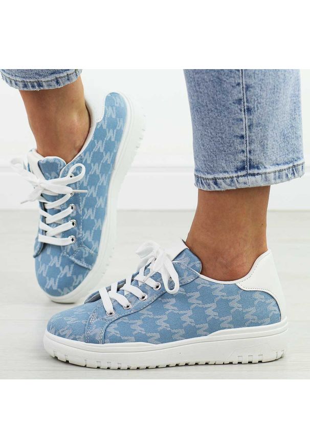 Niebieskie sportowe buty damskie McBraun 23362. Kolor: niebieski. Materiał: tkanina. Szerokość cholewki: normalna. Wzór: kolorowy. Sezon: wiosna, lato. Obcas: na platformie. Sport: turystyka piesza, fitness