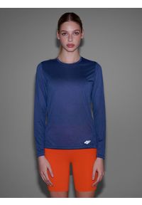 4f - 4F Longsleeve do biegania szybkoschnący damski - granatowy XL. Kolor: niebieski. Materiał: dzianina, włókno, materiał, syntetyk. Długość rękawa: długi rękaw. Długość: krótkie. Wzór: gładki, ze splotem. Sport: fitness, bieganie
