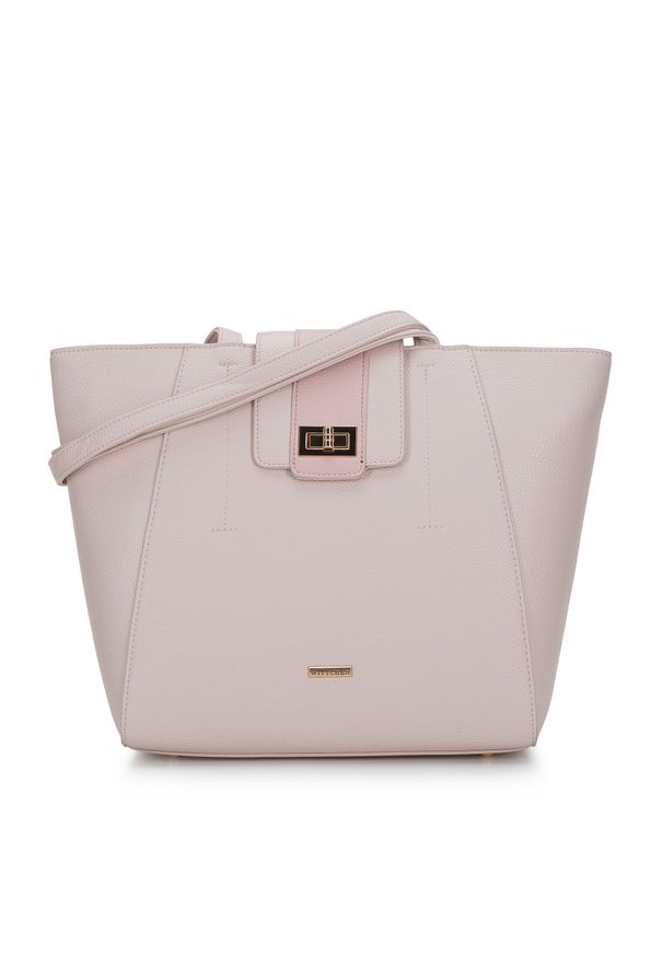 Wittchen - Torba shopperka z ozdobnym zapięciem. Kolor: różowy. Wzór: haft, aplikacja. Dodatki: z haftem. Materiał: skórzane. Styl: klasyczny, elegancki