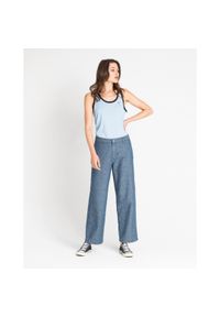 Lee - LEE WIDE LEG DAMSKIE SPODNIE MATERIAŁOWE CHAMBRAY L31GCMF 112107098. Materiał: materiał