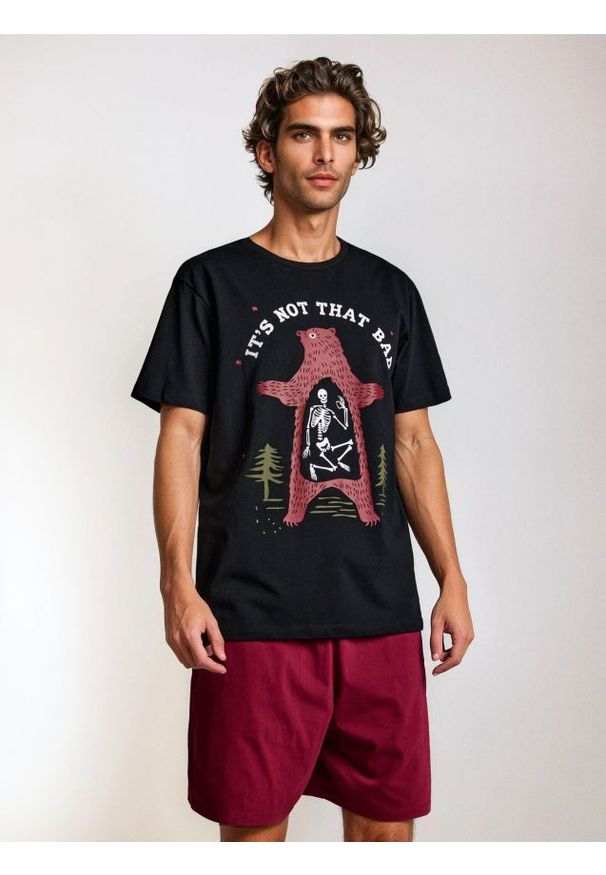 Sinsay - Bawełniana piżama z nadrukiem i kieszeniami - wielobarwny. Materiał: bawełna. Wzór: nadruk