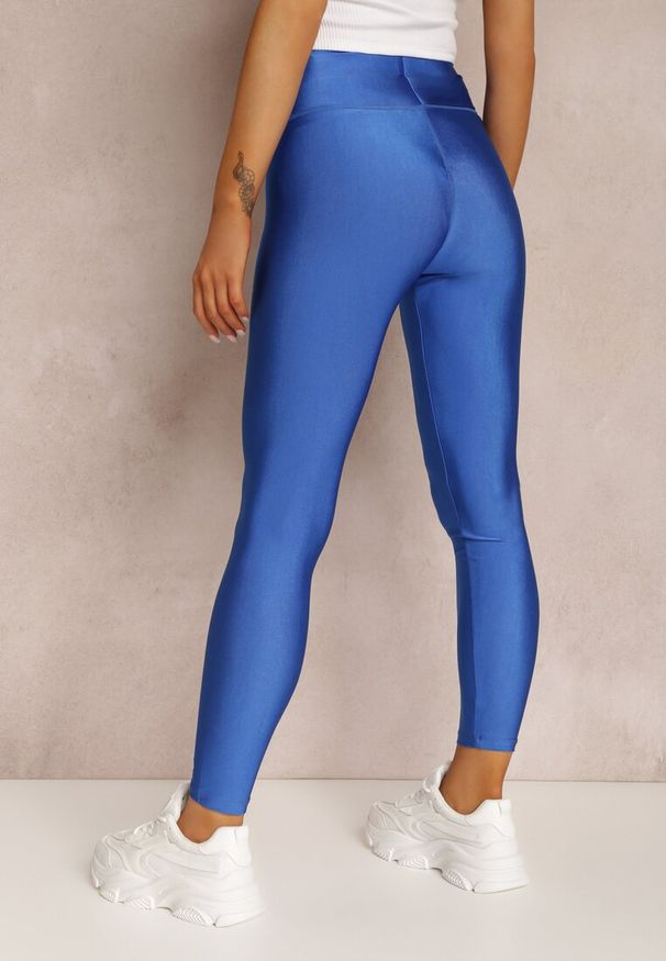 Renee - Granatowe Legginsy Eurite. Okazja: na imprezę. Kolor: niebieski. Materiał: materiał. Długość: długie. Styl: sportowy