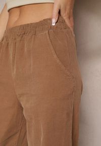 Renee - Brązowe Spodnie z Bawełny High Waist Galili. Okazja: na co dzień. Stan: podwyższony. Kolor: brązowy. Materiał: bawełna. Styl: klasyczny, casual, elegancki #3