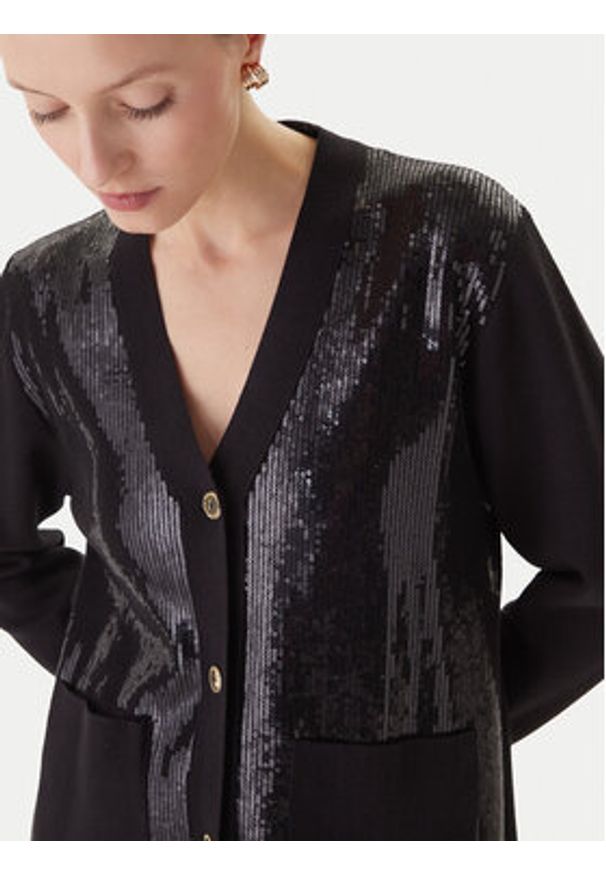 LOLA CASADEMUNT Kardigan LF2511011 Czarny Regular Fit. Kolor: czarny. Materiał: syntetyk