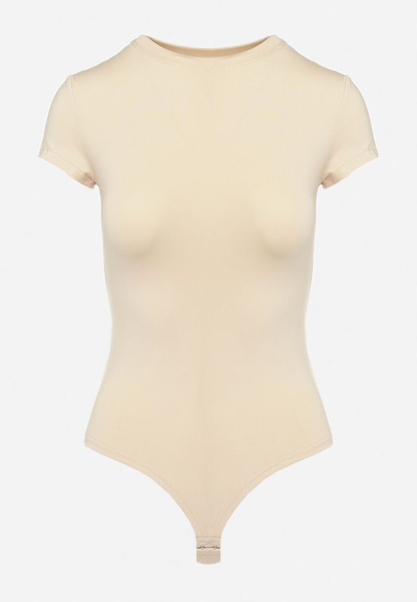 Born2be - Jasnobeżowe Klasyczne Body z Krótkim Rękawem Oarnie. Kolor: beżowy. Długość rękawa: krótki rękaw. Długość: krótkie. Styl: klasyczny