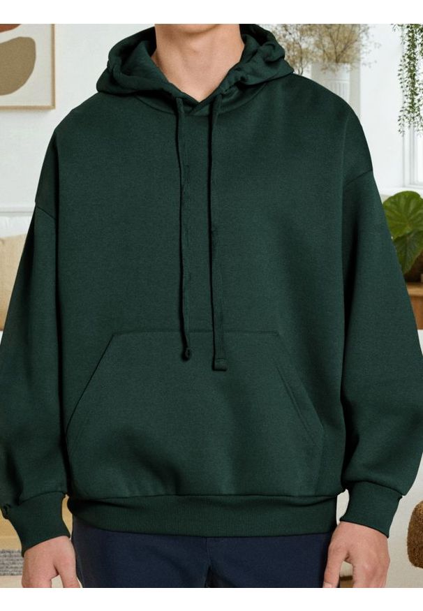 Sinsay - Bluza hoodie comfort fit - zielony. Kolor: zielony