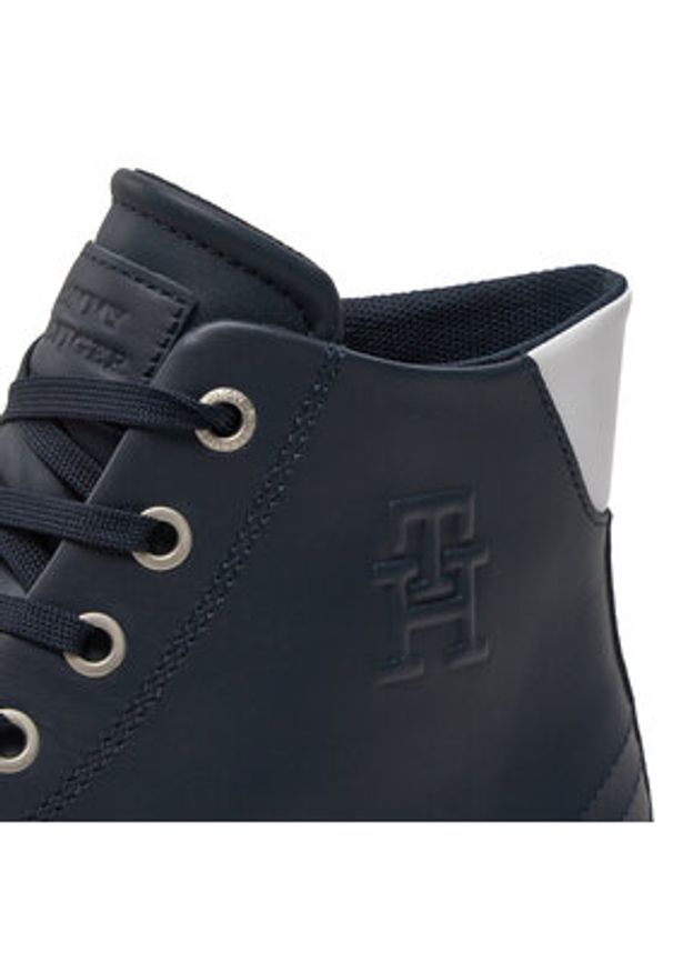 TOMMY HILFIGER - Tommy Hilfiger Sneakersy Th Hi Vulc Street Lth Ess FM0FM04897 Niebieski. Kolor: niebieski. Materiał: skóra