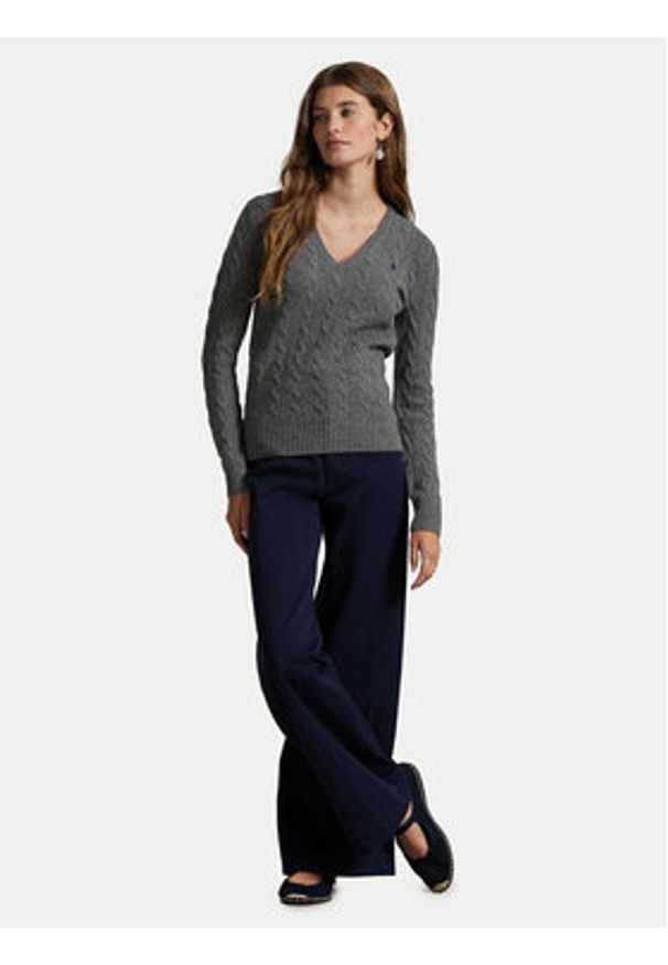 Polo Ralph Lauren Sweter 211971866500 Szary Slim Fit. Typ kołnierza: polo. Kolor: szary. Materiał: wełna