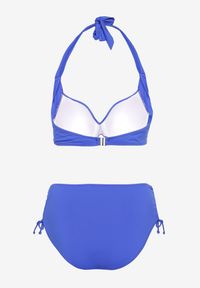 Born2be - Granatowe Dwuczęściowy Komplet Bikini Biustonosz Wiązany z Tyłu Majtki ze Ściągaczami Marisola. Kolekcja: plus size. Kolor: niebieski. Wzór: aplikacja #4