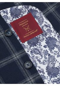 Pako Lorente - PAKO LORENTE – Granatowa marynarka casual w jasną kratkę. Okazja: na co dzień. Kolor: niebieski. Materiał: poliester, wełna, elastan. Wzór: kratka. Styl: casual #3