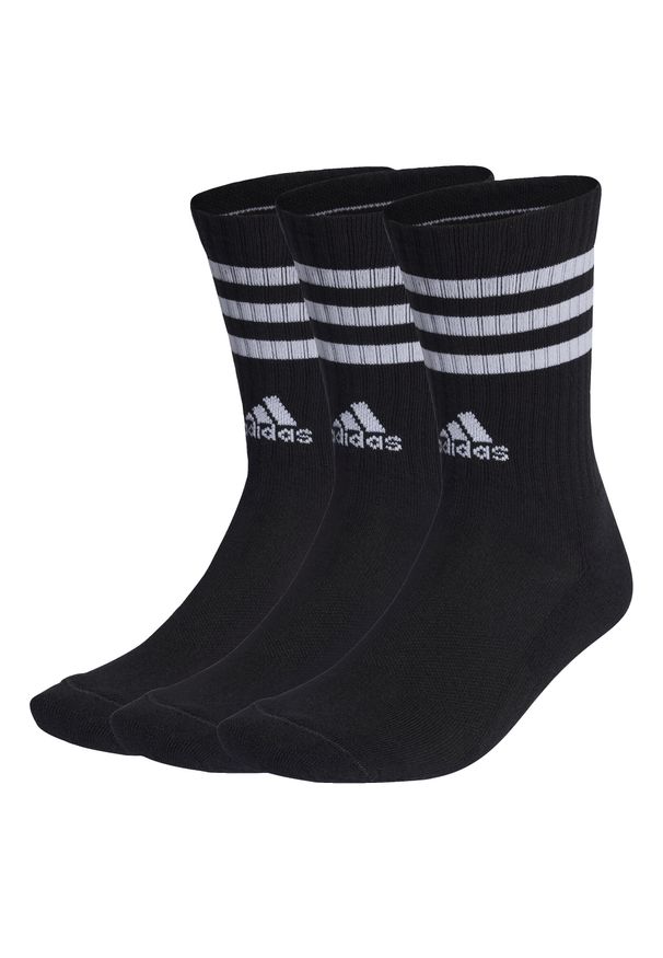 Adidas - 3-Stripes Cushioned Crew Socks 3 Pairs. Kolor: biały, czarny, wielokolorowy. Materiał: materiał