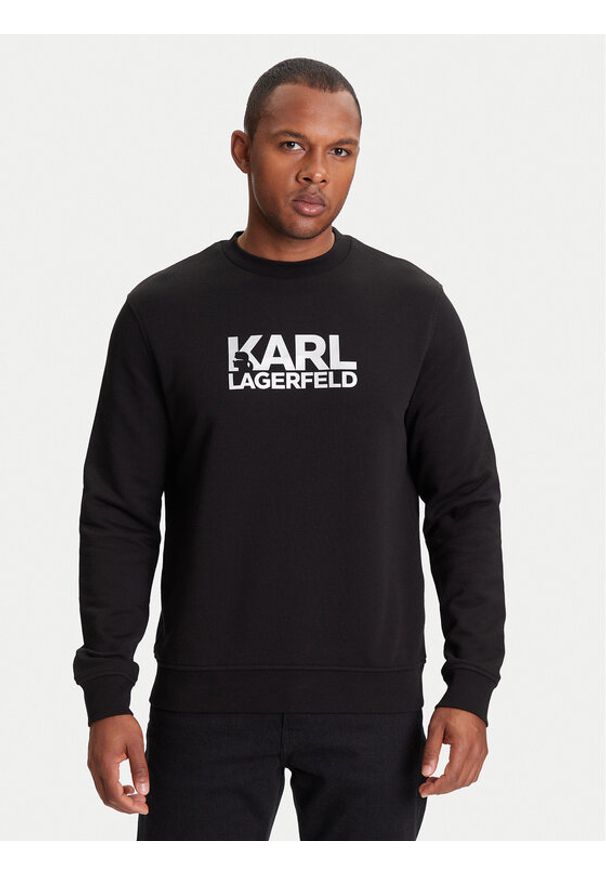 Karl Lagerfeld - KARL LAGERFELD Bluza 705091 553917 Czarny Regular Fit. Typ kołnierza: dekolt w karo. Kolor: czarny. Materiał: bawełna