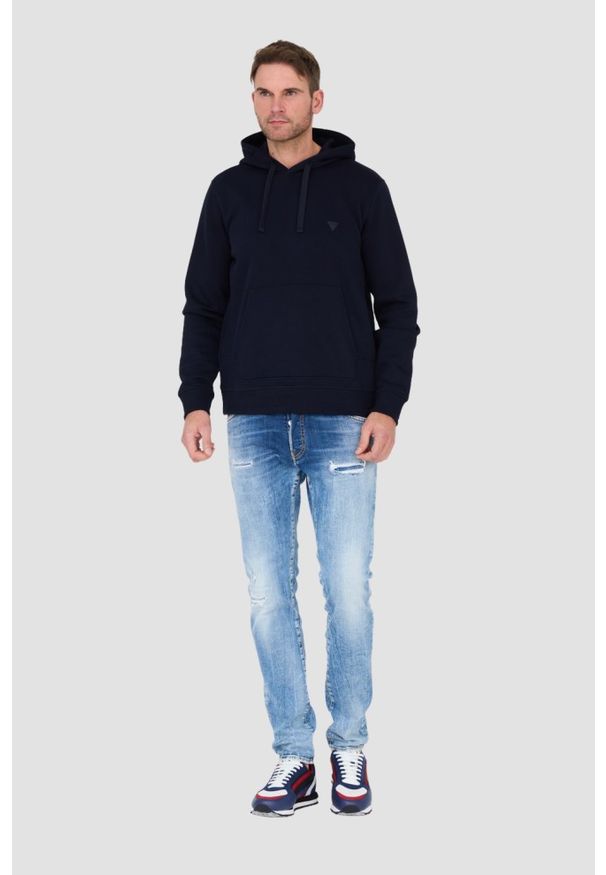 Guess - GUESS Granatowa bluza z kapturem. Typ kołnierza: kaptur. Kolor: niebieski