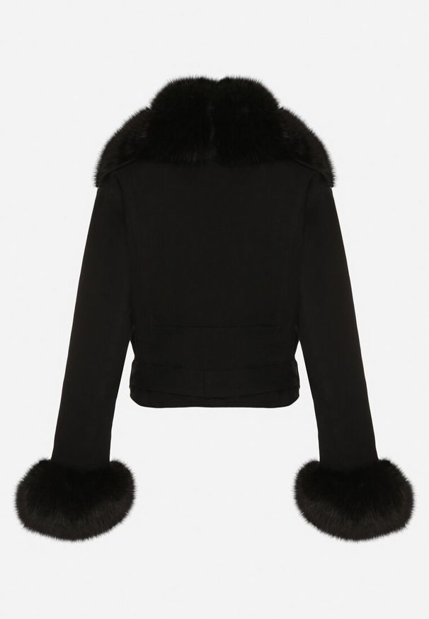 Born2be - Czarna Ocieplana Kurtka Ramoneska z Futrem przy Kołnierzu i Rękawach Mevesala. Kolor: czarny. Materiał: futro. Długość: krótkie