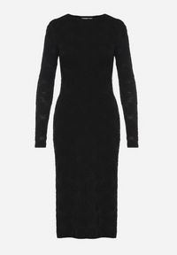 Born2be - Czarna Sukienka z Wiskozą o Dopasowanym Kroju z Tkaniny Plumeti Silsela. Kolor: czarny. Materiał: wiskoza, tkanina. Długość rękawa: na ramiączkach. Styl: klasyczny #7