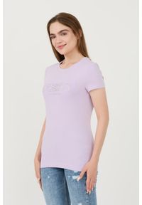 Guess - GUESS Lawendowy t-shirt Sangallo Tee. Kolor: czarny #5