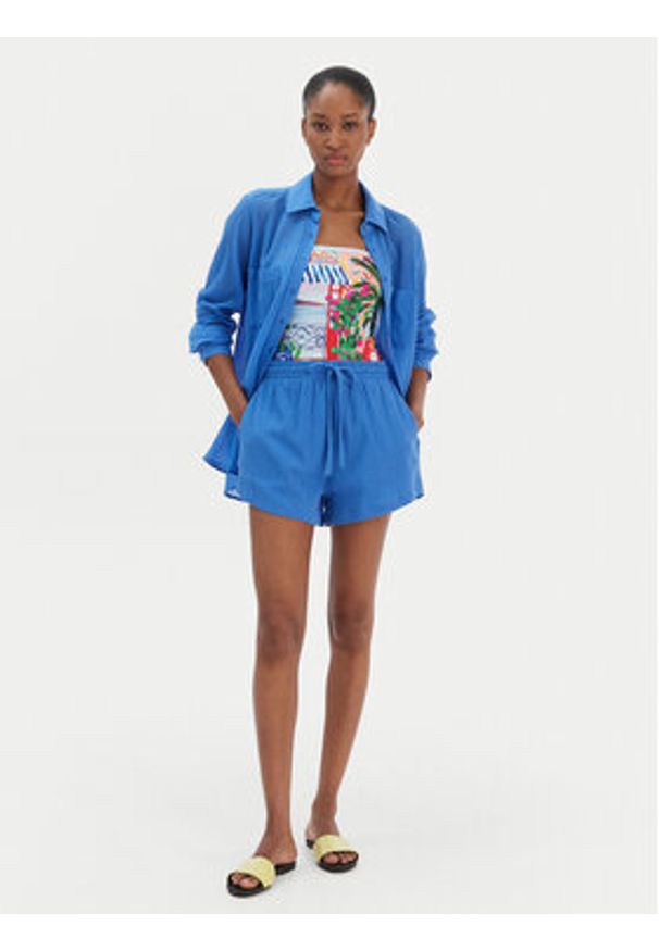 Seafolly Szorty materiałowe Crinkle 55429-SH Niebieski Regular Fit. Kolor: niebieski. Materiał: bawełna