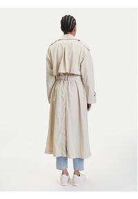 TOMMY HILFIGER - Tommy Hilfiger Trencz WW0WW45632 Beżowy Oversize. Kolor: beżowy. Materiał: syntetyk