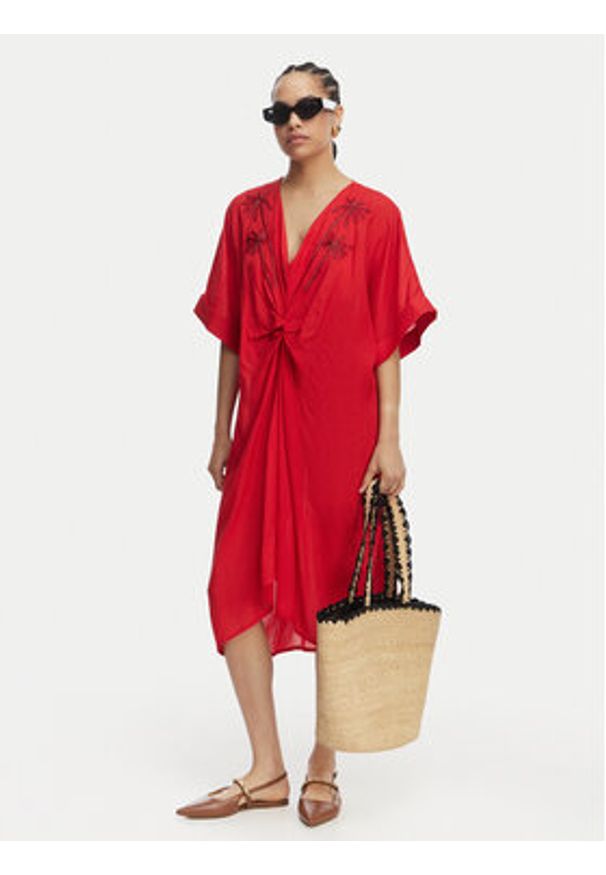 LOLA CASADEMUNT Sukienka letnia LS2616010 Czerwony Relaxed Fit. Kolor: czerwony. Sezon: lato