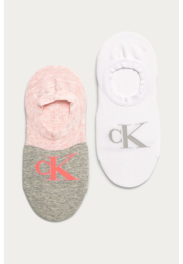 Calvin Klein - Skarpetki (2-pack). Kolor: różowy. Materiał: bawełna, poliester, materiał, elastan. Wzór: nadruk
