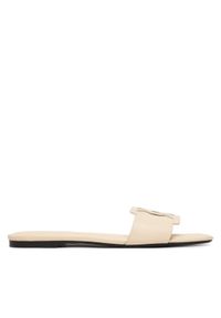 Calvin Klein Klapki Square Flat Sandal Emblem HW0HW03128 Écru. Materiał: skóra #1