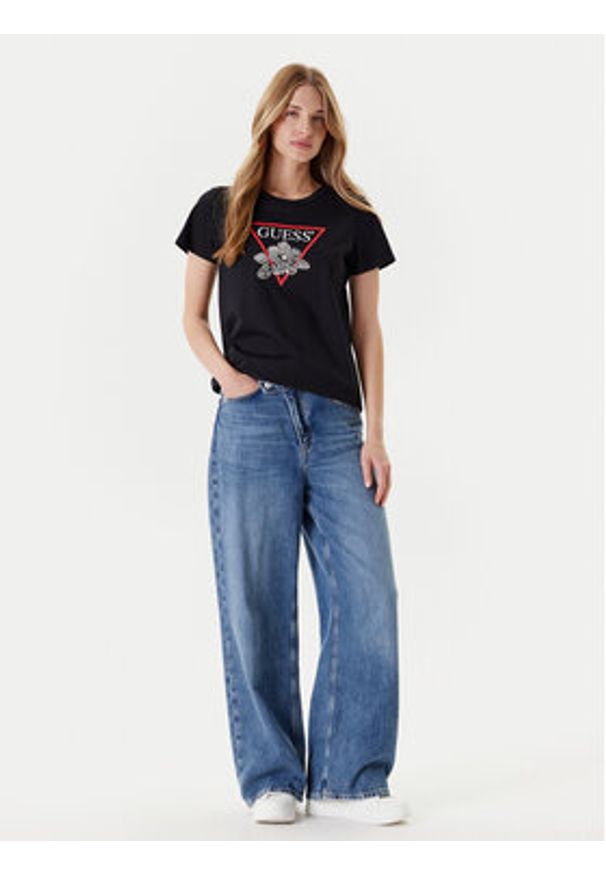 Guess T-Shirt W5YI38 I3Z14 Czarny Regular Fit. Kolor: czarny. Materiał: bawełna