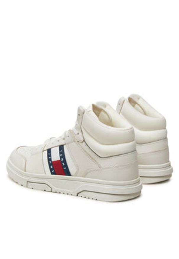 Tommy Jeans Sneakersy The Brooklyn Mix Mat Mid EM0EM01458 Biały. Kolor: biały. Materiał: skóra