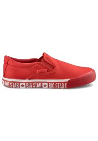 Big-Star - Czerwone Tenisówki Big Star Modne Obuwie Damskie. Okazja: na co dzień. Kolor: czerwony. Materiał: materiał. Styl: casual, sportowy #4