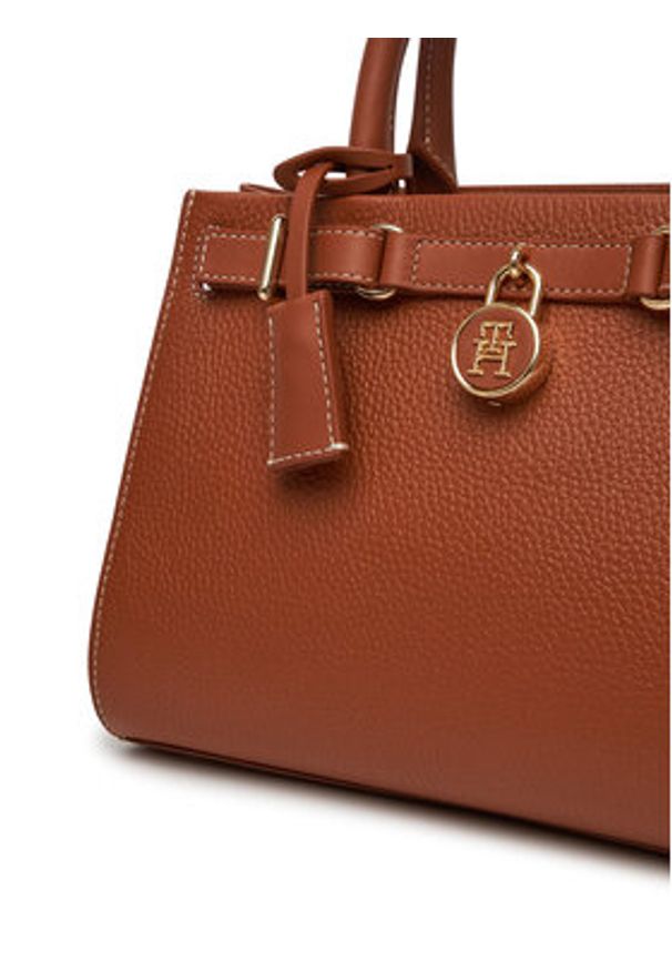 TOMMY HILFIGER - Tommy Hilfiger Torebka American Icon Mini Tote Leather AW0AW17188 Brązowy. Kolor: brązowy. Materiał: skórzane