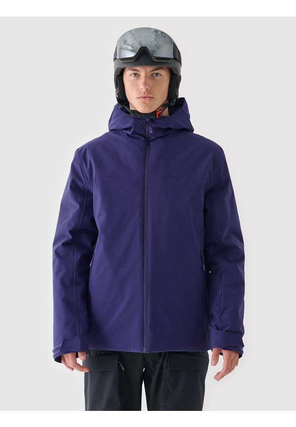 4f - 4F Kurtka narciarska membrana 5000 męska - granatowa M. Okazja: na co dzień. Typ kołnierza: kaptur. Kolor: niebieski. Materiał: poliester, syntetyk, materiał, puch. Długość: długie. Sezon: zima. Styl: klasyczny, casual, sportowy