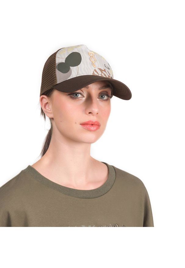 Czapka z daszkiem damska Anekke, wykonana z materiału tekstylnego z regulowanym zapięciem z tyłu, brązowa, 42481-061. Kolor: brązowy. Materiał: materiał. Styl: casual, klasyczny, elegancki