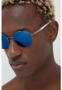 Armani Exchange okulary przeciwsłoneczne męskie kolor granatowy. Kolor: niebieski. Materiał: materiał #2