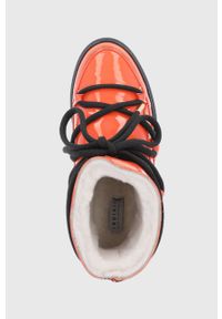 Inuikii Śniegowce kolor pomarańczowy. Nosek buta: okrągły. Zapięcie: sznurówki. Kolor: pomarańczowy. Materiał: wełna, guma