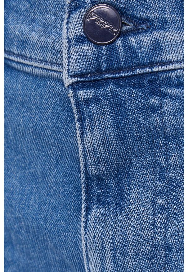 Pepe Jeans Szorty ADELINE damskie gładkie high waist. Okazja: na co dzień. Stan: podwyższony. Kolor: niebieski. Wzór: gładki. Styl: casual