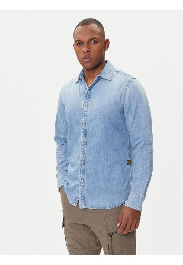 G-Star RAW - G-Star Raw Koszula jeansowa D27681-D252 Błękitny Slim Fit. Kolor: niebieski. Materiał: bawełna
