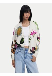 Desigual Kardigan Vania 25SWJF34 Beżowy Loose Fit. Kolor: beżowy. Materiał: bawełna