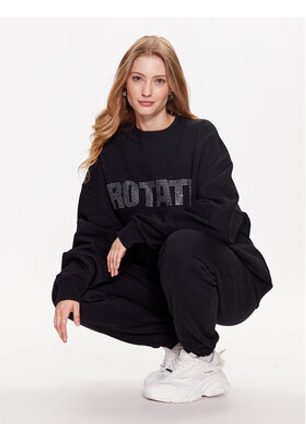 ROTATE Bluza Rhinestone Irisa 700187100 Czarny Regular Fit. Kolor: czarny. Materiał: bawełna