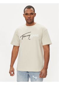 Tommy Jeans T-Shirt Spray Pop Color DM0DM18572 Beżowy Regular Fit. Kolor: beżowy. Materiał: bawełna