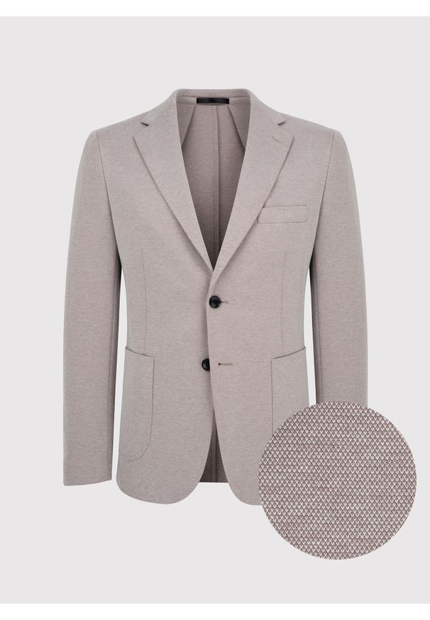 Pako Lorente - PAKO LORENTE – Beżowa marynarka męska melanż. Kolor: beżowy. Materiał: jeans, bawełna, poliester. Wzór: melanż