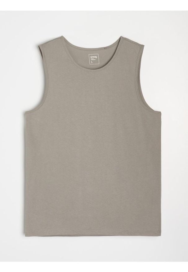 Sinsay - Bawełniany tank top basic - szary. Kolor: szary. Materiał: bawełna