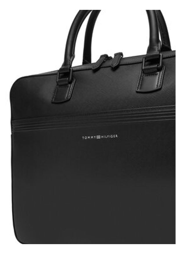 TOMMY HILFIGER - Tommy Hilfiger Torba na laptopa Th Business Leather Comp Bag AM0AM13214 Czarny. Kolor: czarny. Materiał: skóra