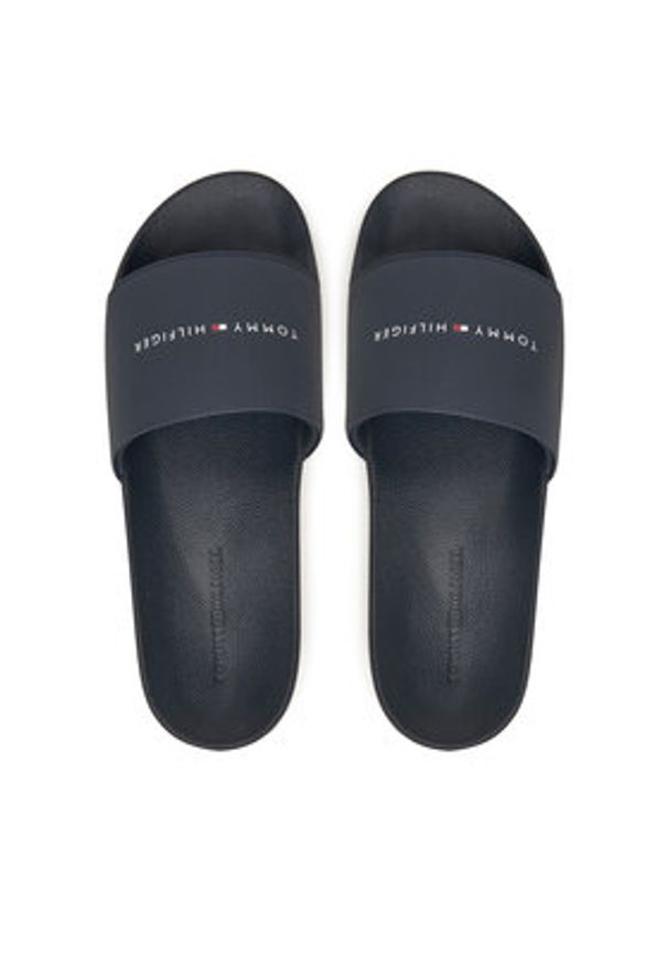 TOMMY HILFIGER - Tommy Hilfiger Klapki Hilifger Nyc Pool Slide FM0FM05432 Granatowy. Kolor: niebieski. Materiał: skóra