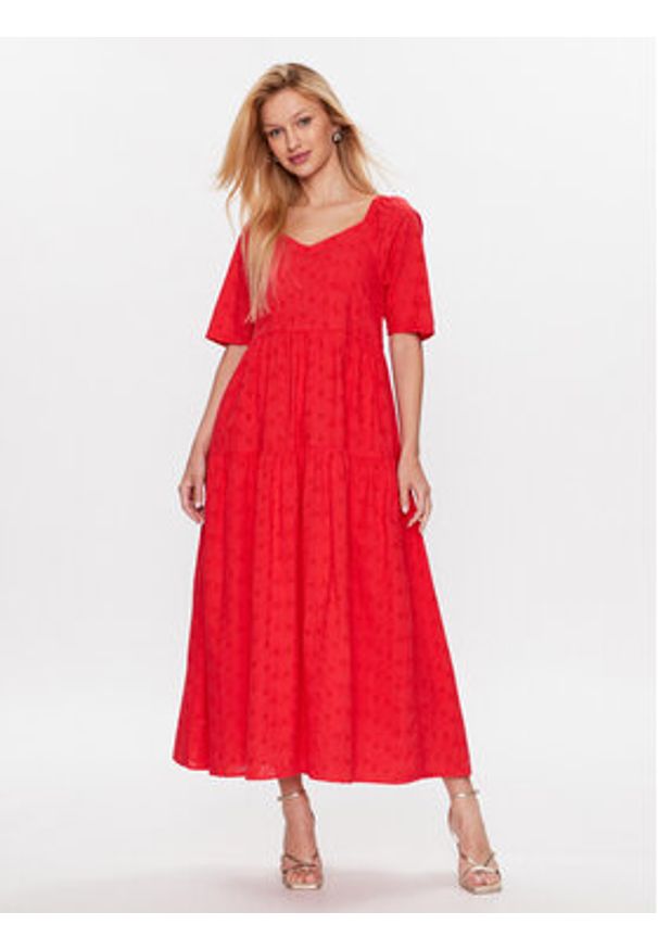 YAS Sukienka codzienna 26029550 Różowy Loose Fit. Okazja: na co dzień. Kolor: czerwony, różowy. Materiał: bawełna. Typ sukienki: proste. Styl: casual