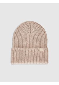 4f - 4F Czapka zimowa damska - beżowa Uniwersalny. Kolor: beżowy. Materiał: wełna, akryl, materiał. Sezon: zima. Styl: casual #1