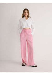 Reserved - Spodnie z modalu - pastelowy róż. Kolor: różowy. Materiał: tkanina #1