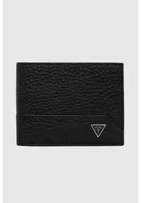 Guess - GUESS Czarny portfel męski Torino Bifold. Kolor: czarny. Materiał: skóra